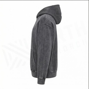 Sweat à capuche en coton lavé pour homme, coupe classique, couleur unie, poche avant, style décontracté, style automne - Product Image 1