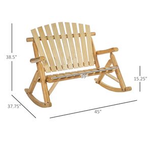 Poltrona a dondolo Adirondack a 2 posti per esterni, con schienale alto e design a doghe in legno, colore Burlywood - Product Image 3