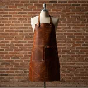 Vintage Style Leather <b>Apron</b> for Barista Chef <b>BBQ</b> Grill Handmade Durable <b>Apron</b> Factory Wholesale Supplier LPN-0212 - Product Image 1