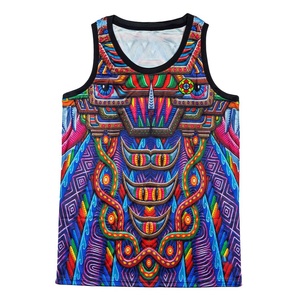 Débardeur pour homme à imprimé psychédélique, séchage rapide, sans manches, réactif aux UV, pour festivals EDM et tenue décontractée - Product Image 2