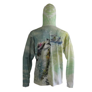 Hoodie de pêche unisexe UPF 50 à manches longues, imprimé par sublimation, anti-UV, protection solaire, motif poisson bleu, pull à capuche pour homme - Product Image 6