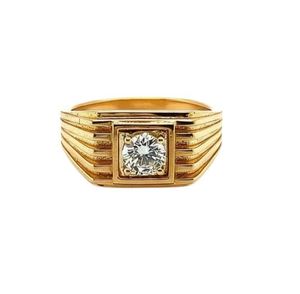 Round Cut Moissanite Luxury Wedding Engagement <b>Ring</b> 925 Sterling <b>Silver</b> Yellow Gold Plated Classic <b>Solitaire</b> Dainty Promise <b>Ring</b> - Product Image 1