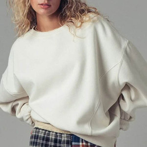 Sweat-shirt surdimensionné à col rond pour femme Wearpex, style streetwear, couleur unie, manches longues, 100% coton molletonné 400g - Product Image 5