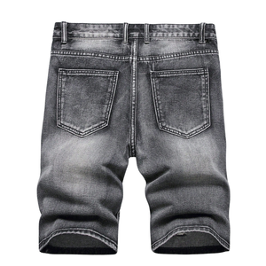 Pantalones Cortos de Mezclilla Negros para Hombre, Lavados, Desgastados, Casuales, de Verano, Cintura Media, Largura hasta la Rodilla, Cinco Bolsillos, Estilo Urbano, 100% Algodón - Product Image 2