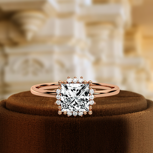 Anillo de Compromiso con Corte Princesa de 1.5 Quilates, Cultivado en Laboratorio, Oro Sólido de 14K, Estilo Halo, Certificado IGI, Anillo de Promesa de Boda Cristiano - Product Image 2