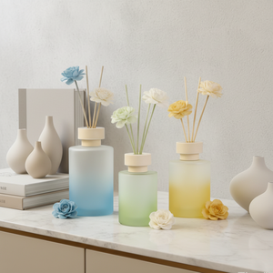 Diffuseur de parfum minimaliste en verre transparent 100ml 150ml avec bouchon en bois pour la maison et le bureau, toutes saisons - Product Image 3