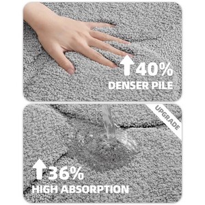 Tapis de bain rectangulaire moderne en chenille grise, antidérapant avec dos en caoutchouc, épais et tufté, motif abstrait, pour usage domestique - Product Image 6