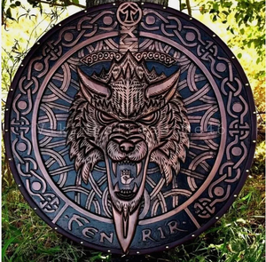 Escudo Vikingo Redondo de Madera Hecho a Mano, Estilo Envejecido, Decoración de Pared para el Hogar, Estilo Guerrero - Product Image 3