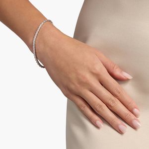 Women's Luxury Round & Baguette Natural Diamond Filled Certified <b>Bracelet</b> in <b>White</b> Gold - Product Image 4