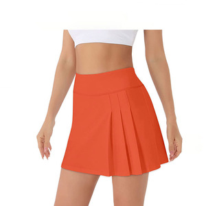 Fournisseur en gros en ligne de jupes pour femmes en tissu extensible 4 directions, avec logo personnalisé imprimé, design plissé, et faible MOQ. - Product Image 1