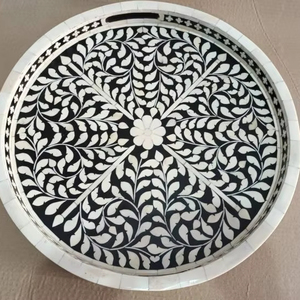 Bandeja de Servicio Decorativa con Incrustaciones de Hueso, Colores Personalizados para Escritorio, Sala de Estar, Cocina, Restaurante, Bar - Product Image 1