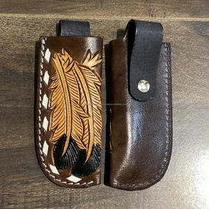 Offre Spéciale fourreau pliant en cuir repoussé à la main de style occidental ceinture de luxe en cuir véritable gaine de couteau de trappeur avec logo personnalisé - Product Image 6