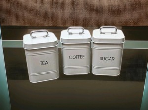 Set Of 3 White Metal Canisters Storage Containers For Tea Coffee Sugar Stylish Countertop Helps Maintain Clean And Clutter Free - Product Image 2
