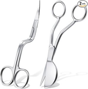 Tijeras de Bordado Aprobadas por ISO, Hoja de Pico de Pato, Tijeras Curvas Dobles con Hojas Rectas de Acero Inoxidable - Product Image 1