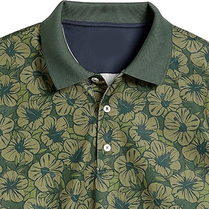 Polo à manches courtes pour homme, vert à motifs, coupe classique, décontracté, tissu en polyester respirant - Product Image 4