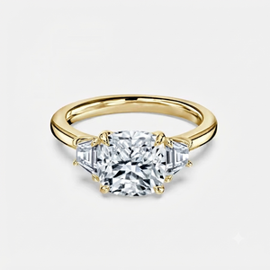 Women's 10K Solid Gold Three Stones Moissanite <b>Diamond</b> Engagement <b>Ring</b> Trendy Design for Wedding Bridal Anniversary Celebrations - Product Image 1