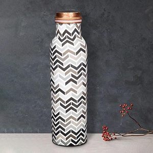 ขวดน้ำลายซิกแซกสีดำขาวทันสมัย ฉนวนทองแดง ป้องกันการรั่วซึม - Product Image 1