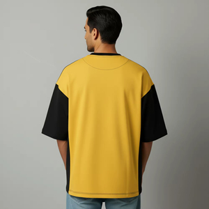 Logo imprimé par transfert thermique de haute qualité, design personnalisé bicolore, t-shirt ample en coton 100% respirant pour homme, style hip-hop - Product Image 2
