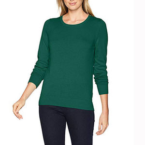 Pull à col rond pour femme, couleur unie, manches longues, tricoté, 100% acrylique, vêtements d'automne - Product Image 3