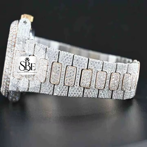 Reloj de Cuarzo con Cristal de Zafiro y Acero Inoxidable Estilo Hip Hop para Hombre, con Diamantes Brillantes, Cronógrafo, Regalo Empresarial - Product Image 3