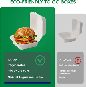 Contenedores Clamshell Go 100% Compostables, Desechables, Ecológicos, Biodegradables, Impermeables, de Bagazo, 8x8 Pulgadas, Resistentes, para Comida para Llevar - Product Image 6