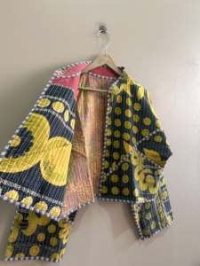 Indian <b>Kantha</b> Quilted Handmade Vintage Bomber <b>Jacket</b> Reversible Trendy <b>Jacket</b> - Product Image 5