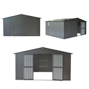 Caseta de Jardín Exterior de 11 x 9 pies con Marco de Acero Galvanizado, Ventanas y Almacenamiento de Herramientas Metálico para Patio Trasero - Product Image 6