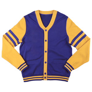 Cardigans tricotés avec lettres grecques Omega, broderie chenille personnalisée, pour sororités, fraternités, universités, style Letterman, en coton, grandes tailles, pour hommes - Product Image 1