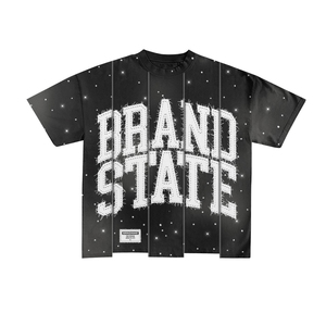 Conjunto de Camiseta Gráfica Oversize y Pantalones Cortos para Hombre 2026, Estilo Urbano, 2 Piezas, Estampado de Estrellas Vintage, Pantalones Cortos de Mezclilla Casuales, Conjunto Hip Hop - Product Image 2