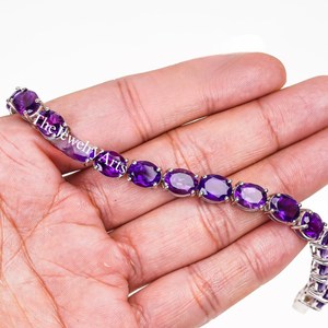 Bracelet à breloques en améthyste plaqué argent, bijoux unisexes, style romantique, cadeau pierre de naissance de février - Product Image 6