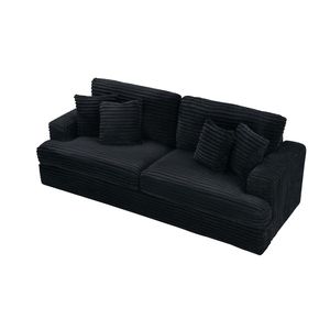Divano da soggiorno a 3 posti in velluto a coste da 88,58 pollici, spazioso e confortevole, con 4 eleganti cuscini coordinati nei colori - Product Image 6