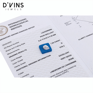 Diamant cultivé en laboratoire CVD HPHT D'vins Jewels, 1,03 carats, taille poire, couleur D, diamant non monté de Surat - Product Image 5