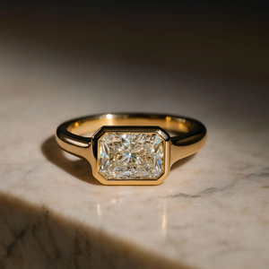 Lab Grown Diamond Three <b>Stone</b> Engagement Ring Pear Side Stones 14K Gold - Product Image 2