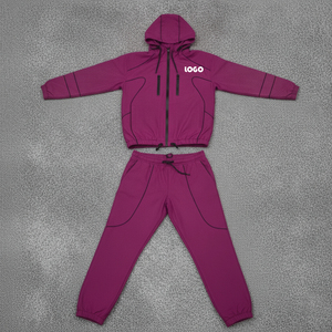 Custom Logo Men Windbreaker Tracksuit Set High Quality Contrast Piping <b>Hooded</b> Jacket and Jogger Pants 2 Piece Set - Product Image 6