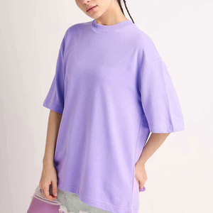 เสื้อยืดผู้หญิงทรงหลวม สีพื้น ผ้าฝ้าย 100% เป็นมิตรกับสิ่งแวดล้อม คอกลม แขนสั้น สวมใส่สบาย ระบายอากาศได้ดี ความยาวปกติ - Product Image 2