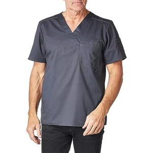 Ensemble d'uniformes médicaux personnalisés pour hommes, col en V, confortables et respirants, en tissu tissé 100% coton, avec détection par radiofréquence - Product Image 1