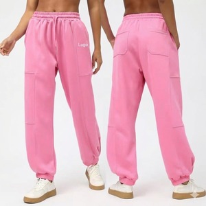 Pantalones de chándal de felpa gris lavados de cintura alta holgados para mujer, estilo streetwear, de verano, con logo personalizado - Product Image 4