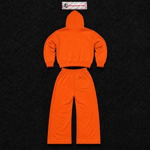 Conjunto de chándal naranja para hombre, sudadera con capucha de cremallera completa y pantalones jogger, personalizado, al por mayor, ropa casual urbana, ropa deportiva de forro polar, dos piezas, en oferta. - Product Image 6