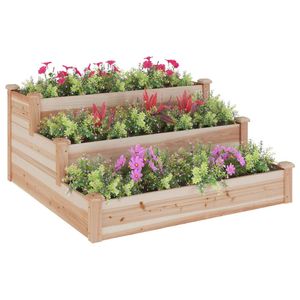 Jardinière surélevée en bois de sapin massif naturel 47,2x47,2x22,0 po pour pots de fleurs et jardinières - Product Image 3