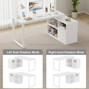Modern Rectangle <strong>L-Shaped</strong> <strong>Office</strong> Desk with Stylish Metal Base Industrial Design <strong>Furniture</strong> - Product Image 4