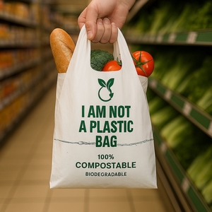 Bolsas de Compra Biodegradables PLA/PBAT a Base de Plantas |   Bolsas de Compra Desechables Ecológicas Compostables y Biodegradables - Product Image 3