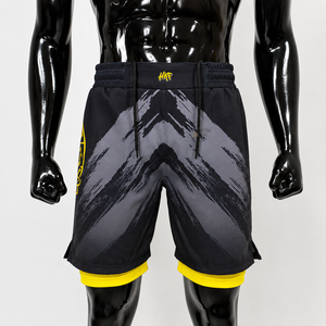 Shorts de combat MMA hybrides pour BJJ, grappling, Muay Thai, entraînement, tissu extensible 4 directions, triple couture, respirant, séchage rapide, devant - Product Image 1
