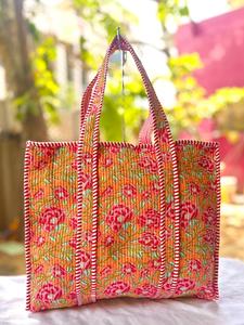 Bolso Tote de Algodón Acolchado con Estampado Floral, Estilo Boho, con Cierre de Cremallera, para Mujer, Verano, Playa - Product Image 4