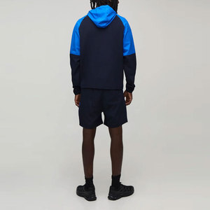 Conjunto de Pantalones Cortos y Chaqueta Cortavientos con Capucha para Hombre, Lavado Ácido, con Pedrería y Bloques de Color, Azul Marino, Manga Larga, Impermeable, Deportivo y Transpirable - Product Image 4