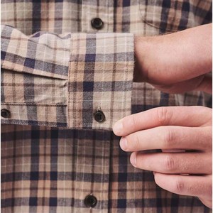 Chemise en flanelle à carreaux à manches longues pour homme, coupe classique, tissée, décontractée, col rabattu, manches longues, boutonnée, 100% coton - Product Image 2