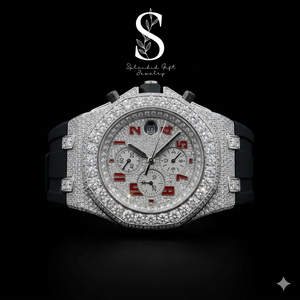 Reloj con Correa de Goma Negra y Diamantes de Moissanita Chapados en Plata de Ley 925, Diseño Casual a Formal para el Uso Diario de Hombres - Product Image 1