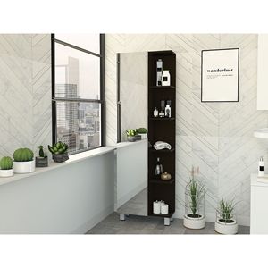 Mobile da Bagno Reno con Finitura Wengue Nero, Specchio e Quattro Ripiani Interni - Product Image 1