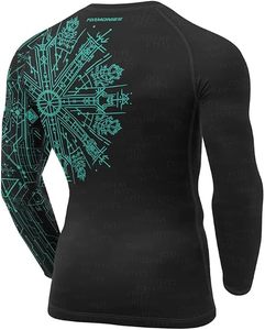 FORHOMIES Long Sleeve Rash Guard <b>Compression</b> <b>Shirt</b> <b>Men</b> Black Red Sublimation Print Jiu Jitsu MMA BJJ Grappling Fitness Top - Product Image 6