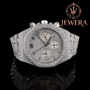 Reloj de Lujo para Hombre de Acero Inoxidable con Diamantes Moissanite, Resistente al Agua y con Cronógrafo de Cuarzo, Disponible para la Venta - Product Image 5