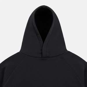 Sudadera con Capucha Oversize para Hombre, Lavado Ácido, Color Negro Sólido, 100% Algodón, Manga Regular, Diseño con Bolsillo, Tejido French Terry, Otoño - Product Image 4